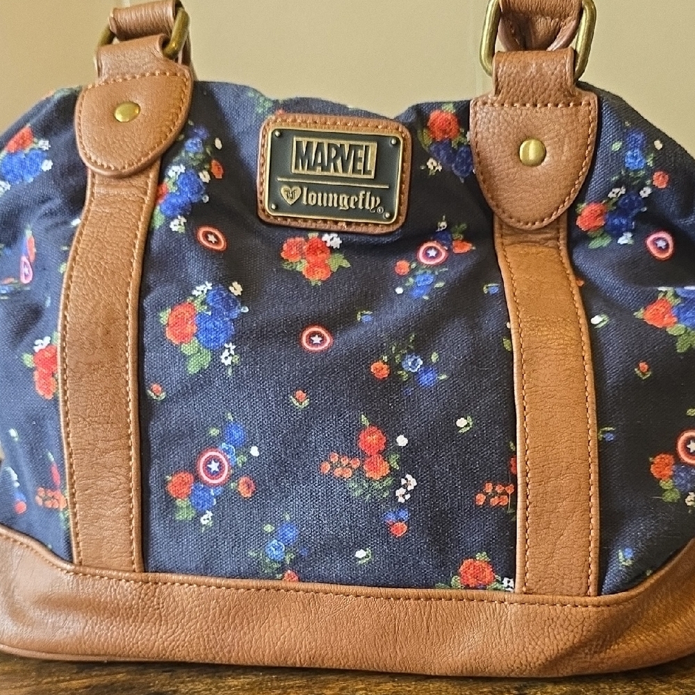 Loungefly Black and Brown Satchel with Classic Design
